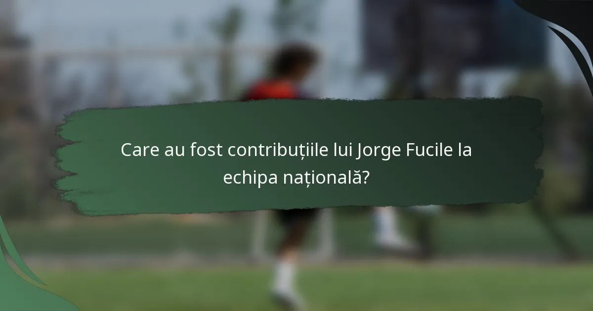 Care au fost contribuțiile lui Jorge Fucile la echipa națională?