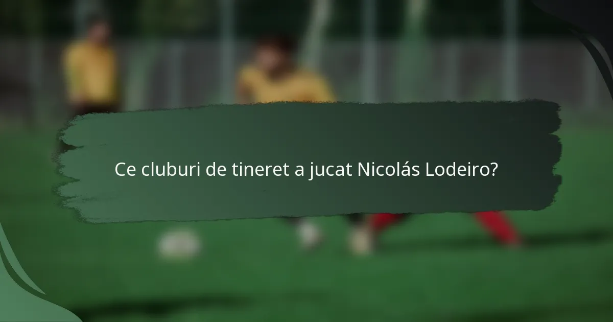 Ce cluburi de tineret a jucat Nicolás Lodeiro?