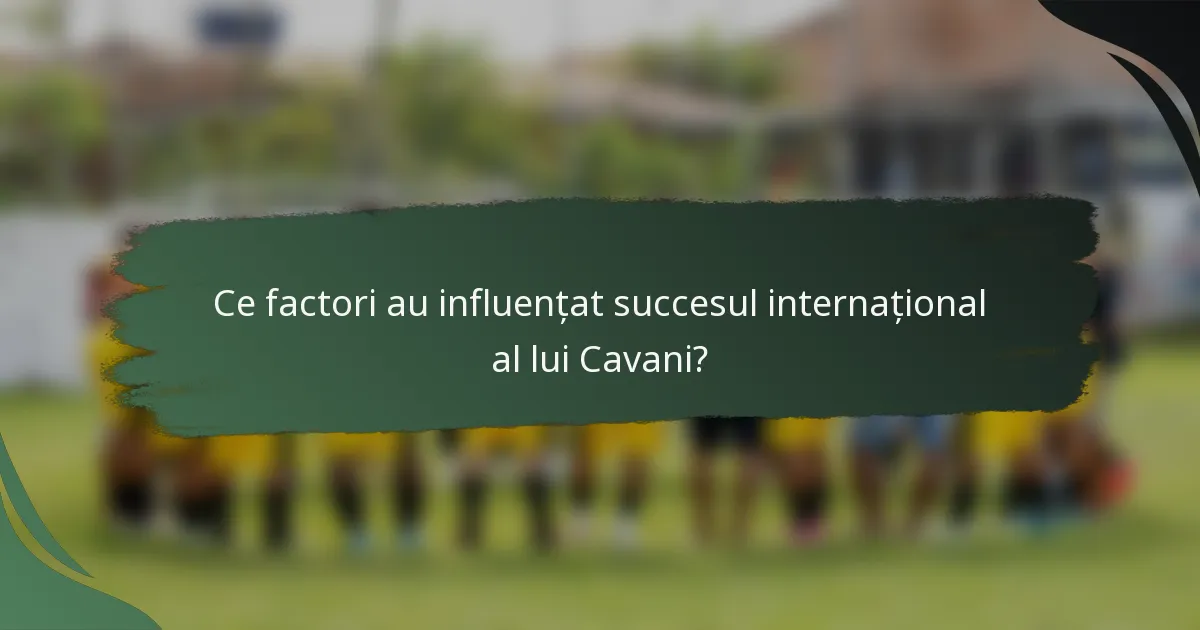 Ce factori au influențat succesul internațional al lui Cavani?